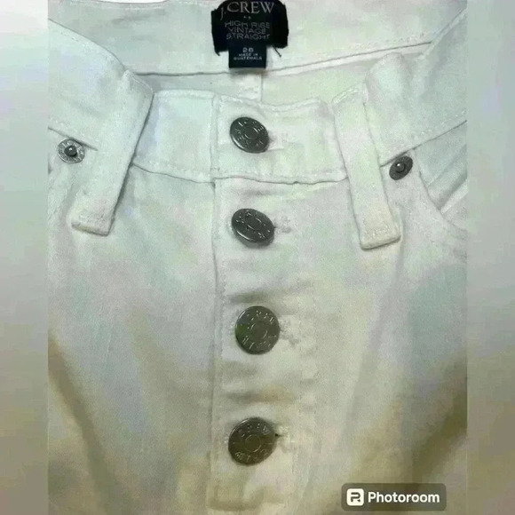 J.CREW Size 26 10" Vintage Straight Jean in White with Button Fly - Picture 3 of 5